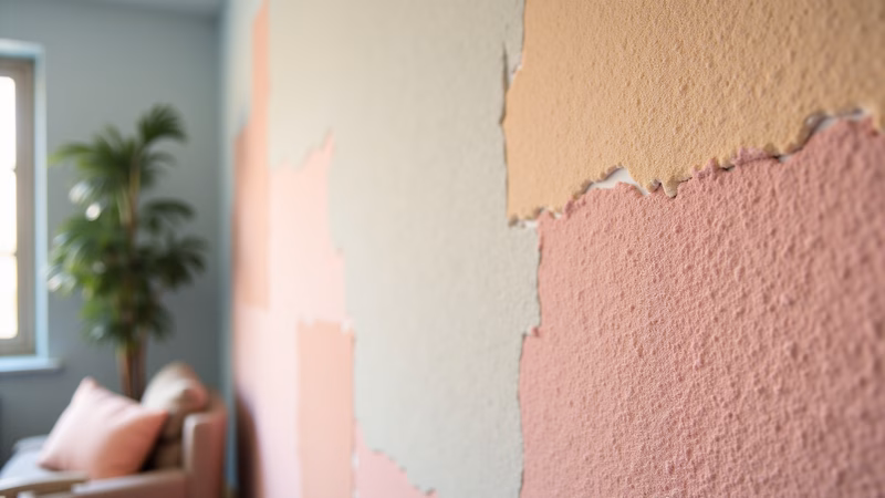 Textura delicada com esponja em parede da sala.
