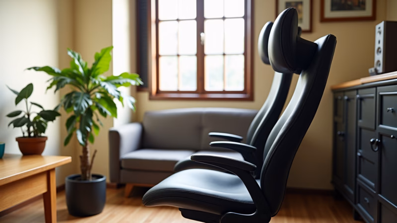 Cadeira ergonômica para home office na sala.