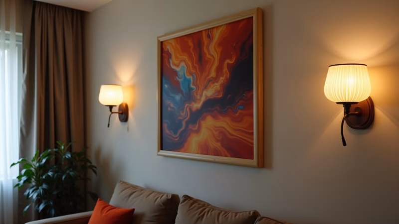 Arandelas de LED na parede da sala.