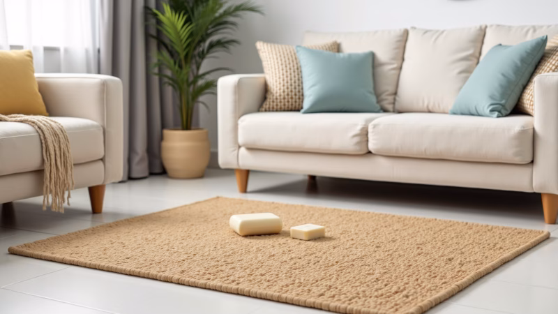 Tapete de sisal lavável em sala, facilitando a limpeza.