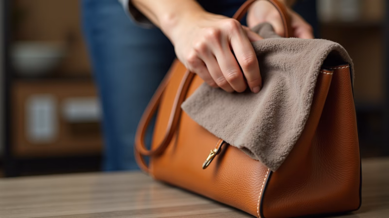 Hidratando bolsa de couro com condicionador.