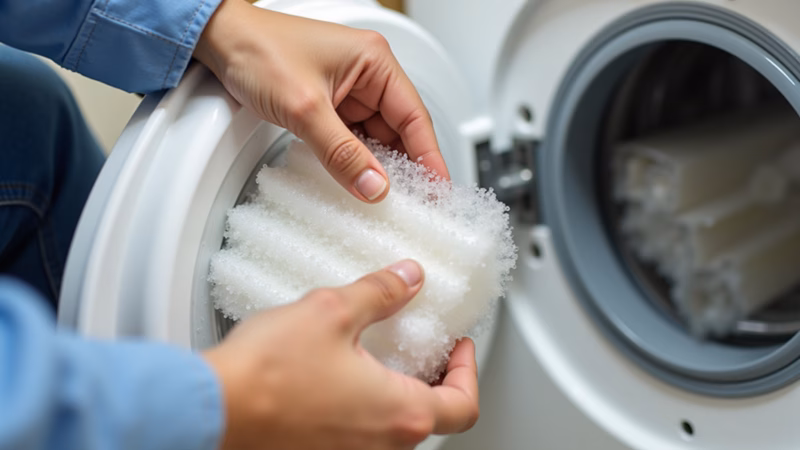 Limpando o filtro da máquina de lavar.