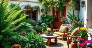 decoração de pátio com plantas