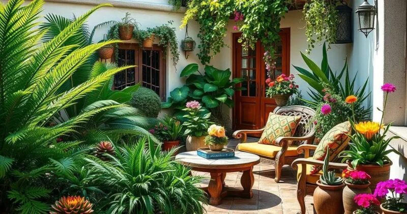 decoração de pátio com plantas