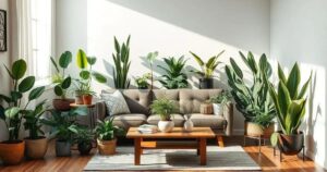 plantas na sala de estar