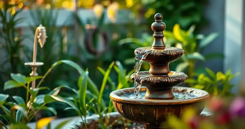 como fazer uma fonte de jardim