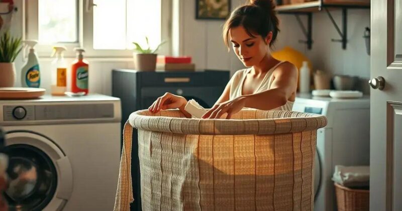 como limpar cesto de roupa