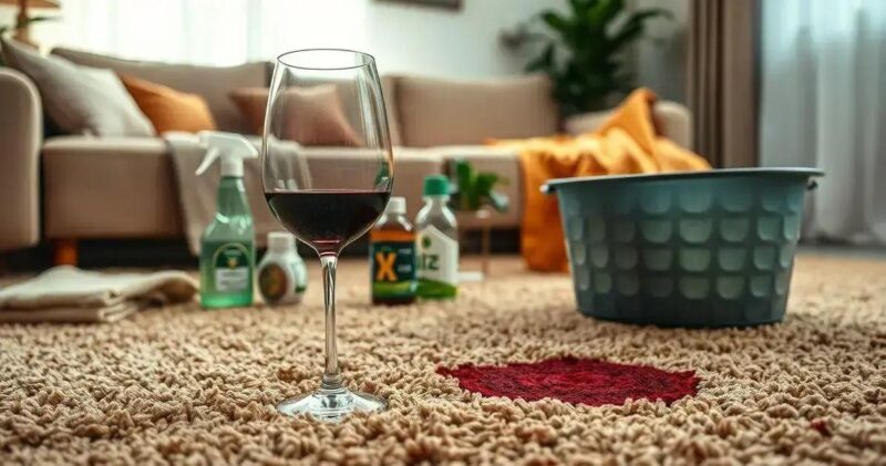como tirar mancha de vinho do tapete