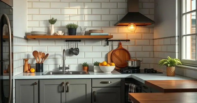 cozinha com subway tiles