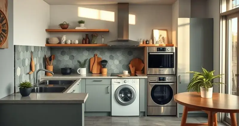 cozinha integrada com lavanderia