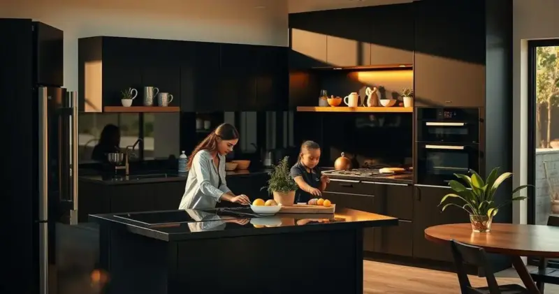 cozinha planejada preta