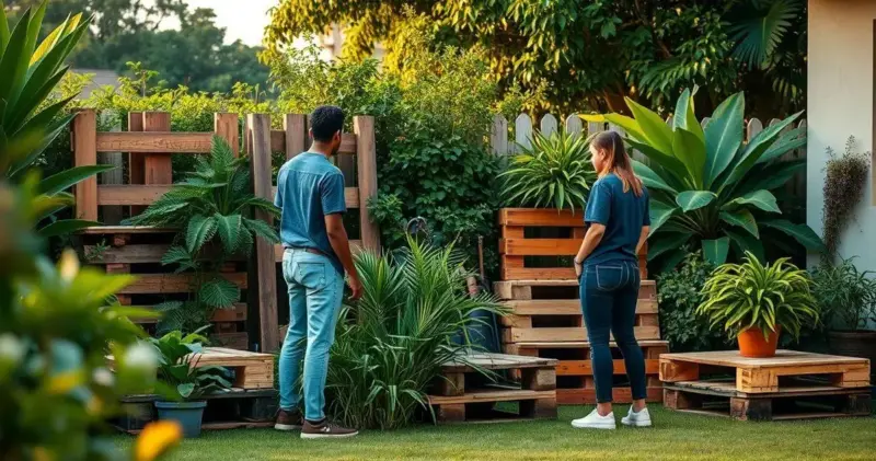 decoração com pallets no jardim