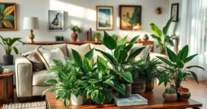 decoração com plantas artificiais