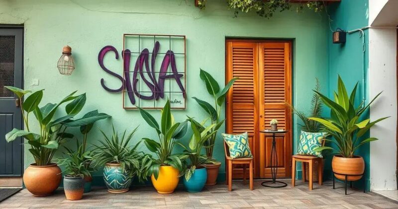 decoração de muro externo