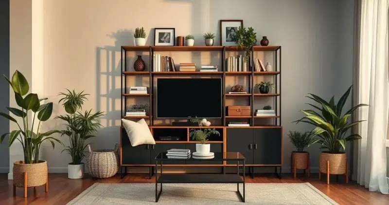 decoração de rack de sala