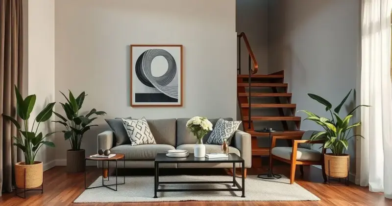 decoração de sala com escada