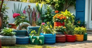 jardim com pneus