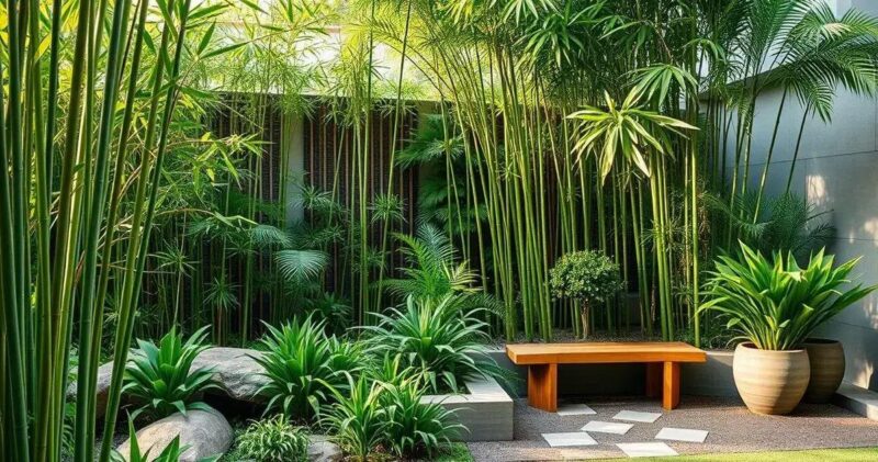 paisagismo com bambu