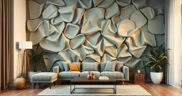 parede 3d na sala de estar