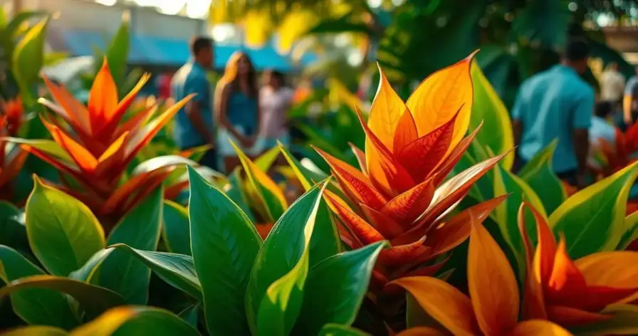 plantas com folhas coloridas
