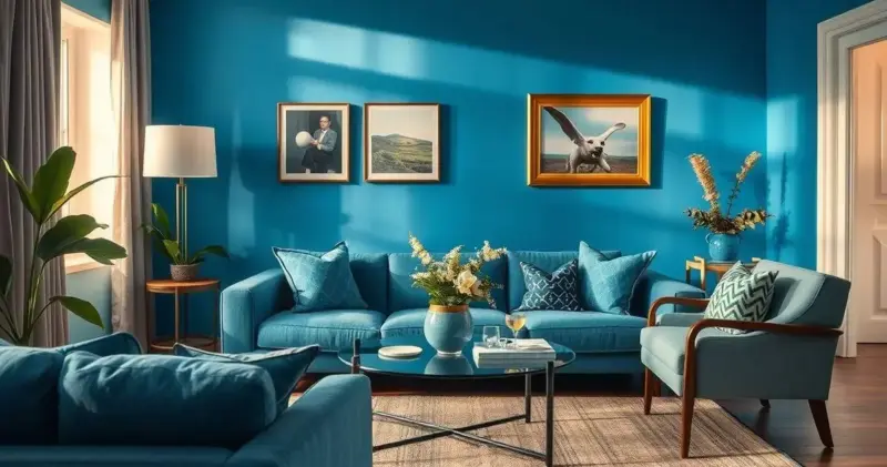 sala de estar azul