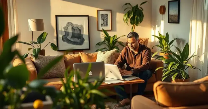 sala de estar com home office