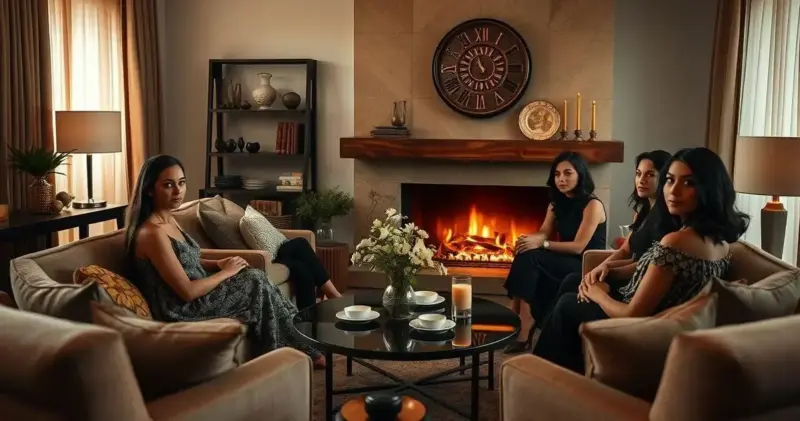 sala de estar com lareira