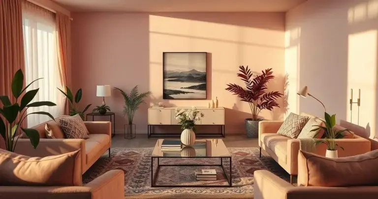 sala de estar rosa
