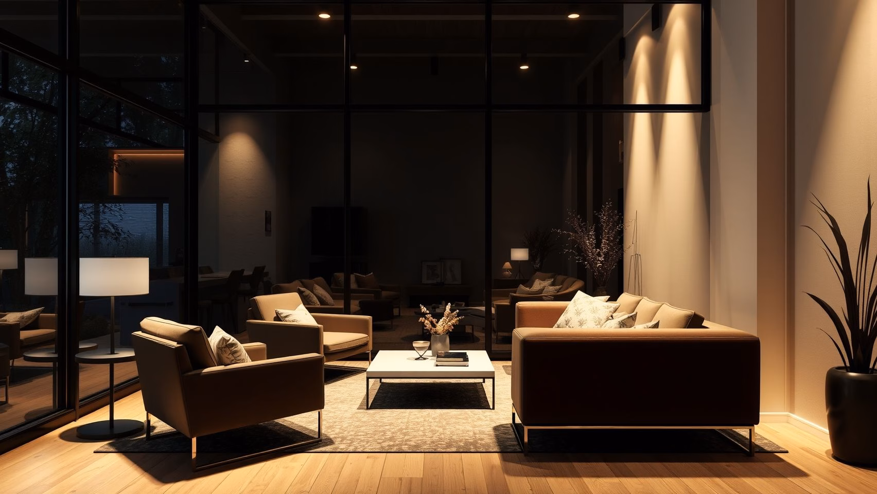 Parede revestida com vidro mini boreal, decoração moderna e sofisticada.