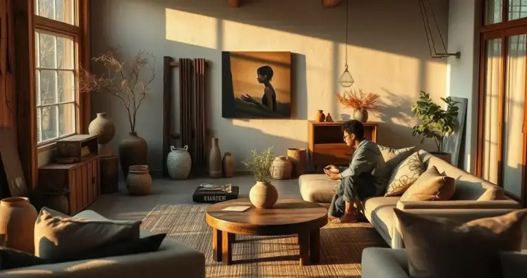 sala de estar wabi-sabi