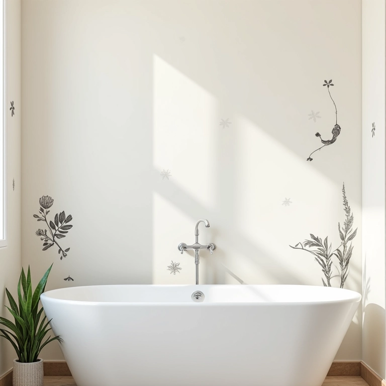 Adesivos de parede personalizando um banheiro.