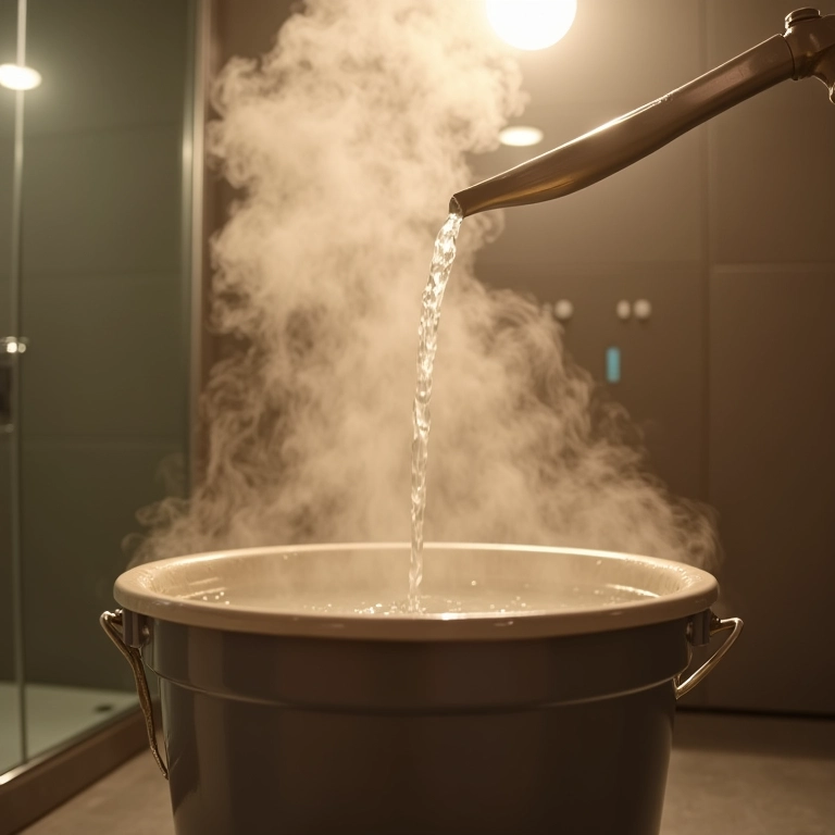 Água quente para remover sujeira do box.