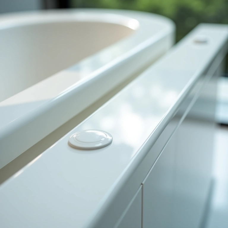 Amostras de diferentes materiais de banheira: acrílico, ferro fundido e fibra de vidro.