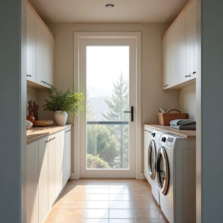 Aproveitando as portas dos armários na área de serviço.