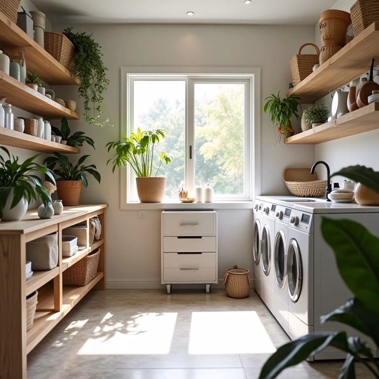 Área de serviço organizada e funcional em casa brasileira.