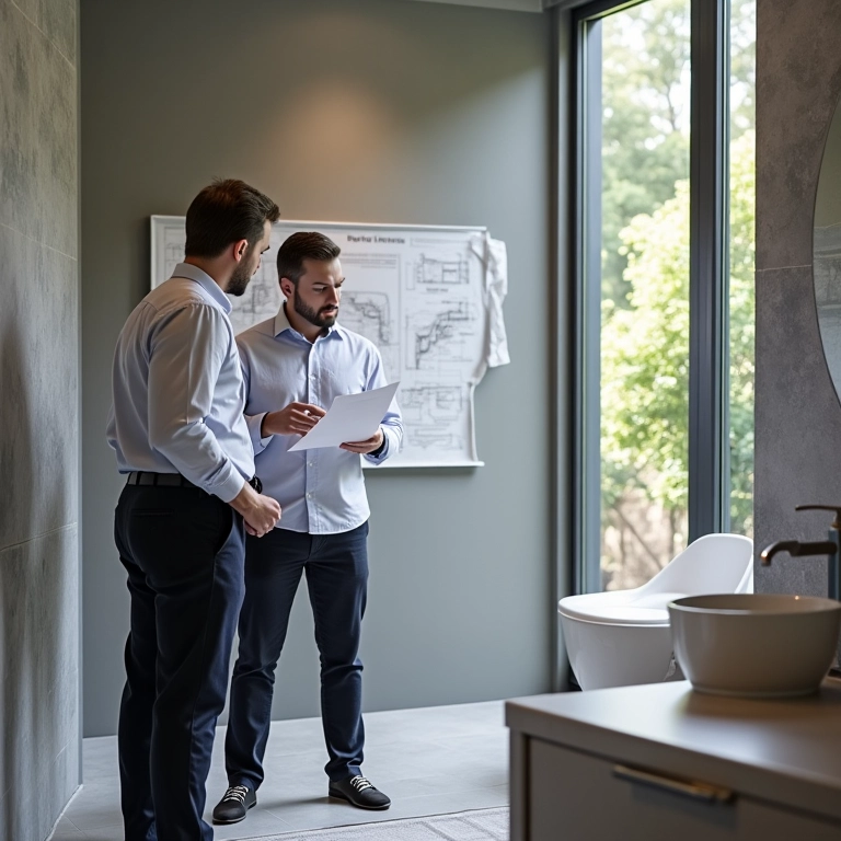 Arquiteta especialista em banheiros cinza dando dicas de design.