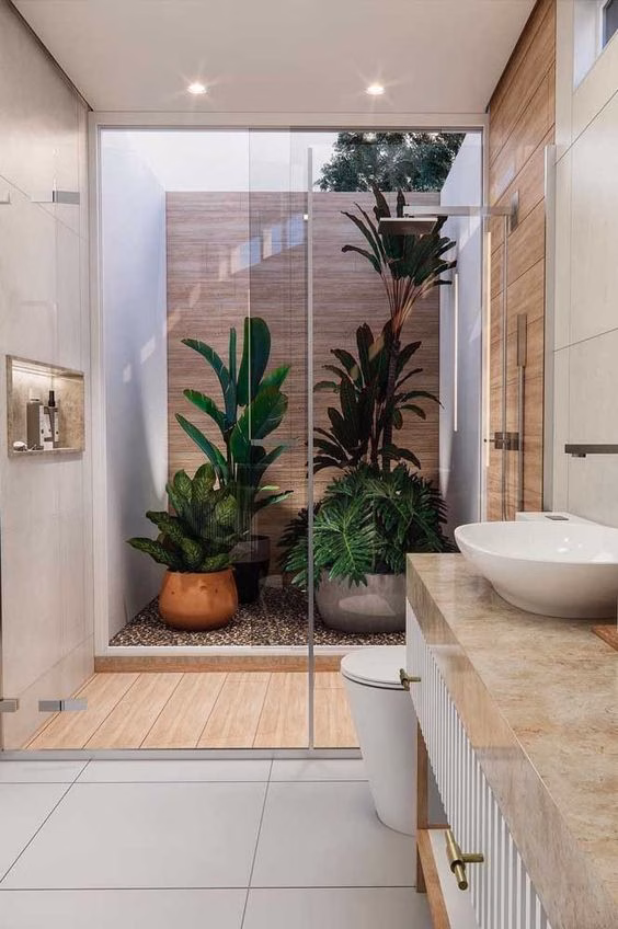 Banheiro com Jardim de Inverno: 10 Ideias Relaxantes