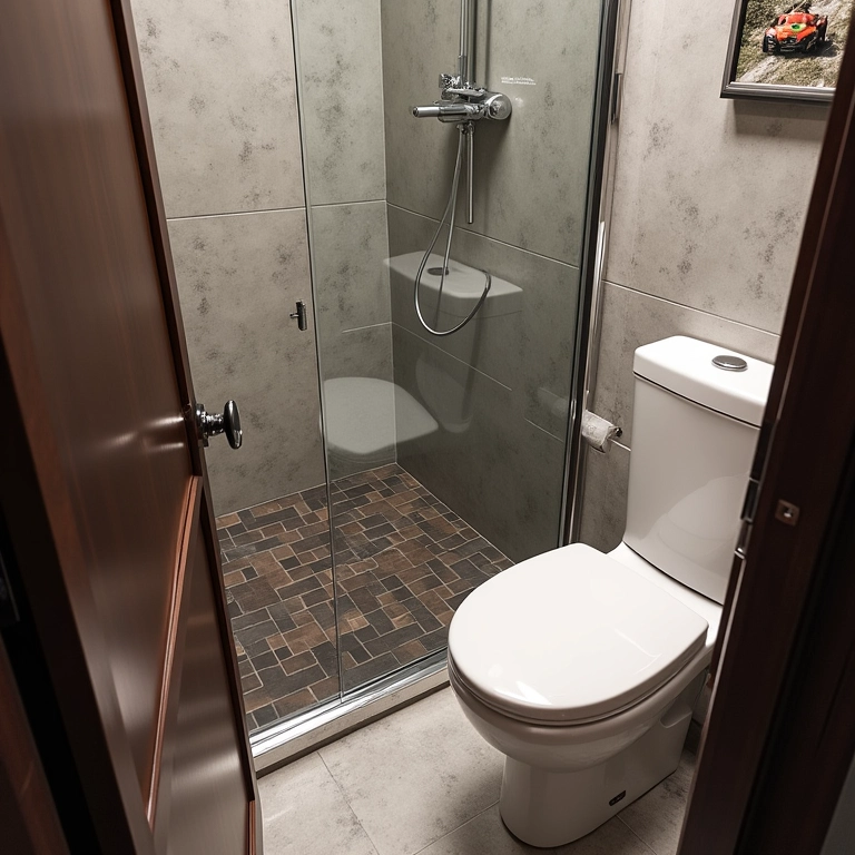 Banheiro temático em espaço pequeno com design inteligente.