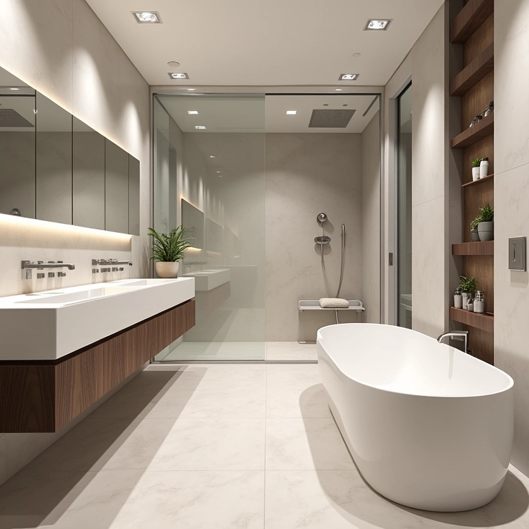 Banheiro temático equilibrado, sem sobrecarregar o ambiente.