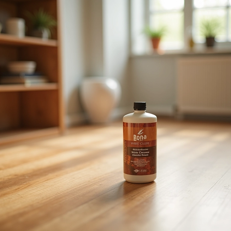 Bona limpador para pisos de madeira em destaque, ideal para limpeza de assoalhos restaurados.