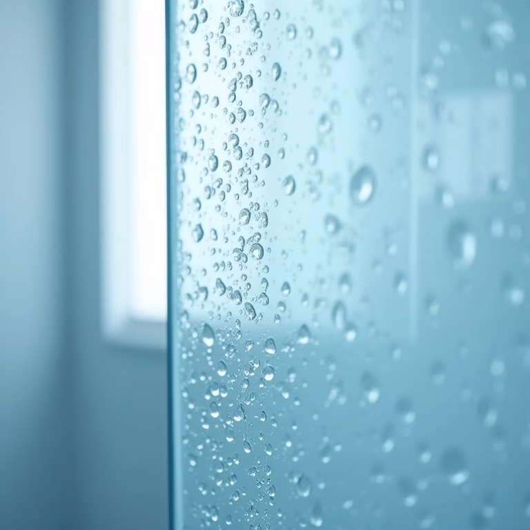 Box de vidro limpo e brilhante sem manchas.