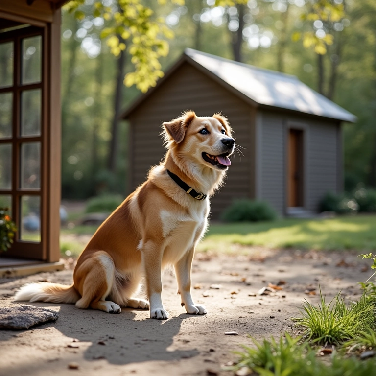 Canil externo com piso resistente às intempéries.