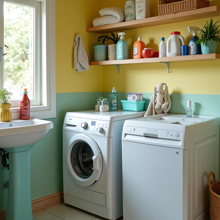 Cantinho da lavanderia na área de serviço.