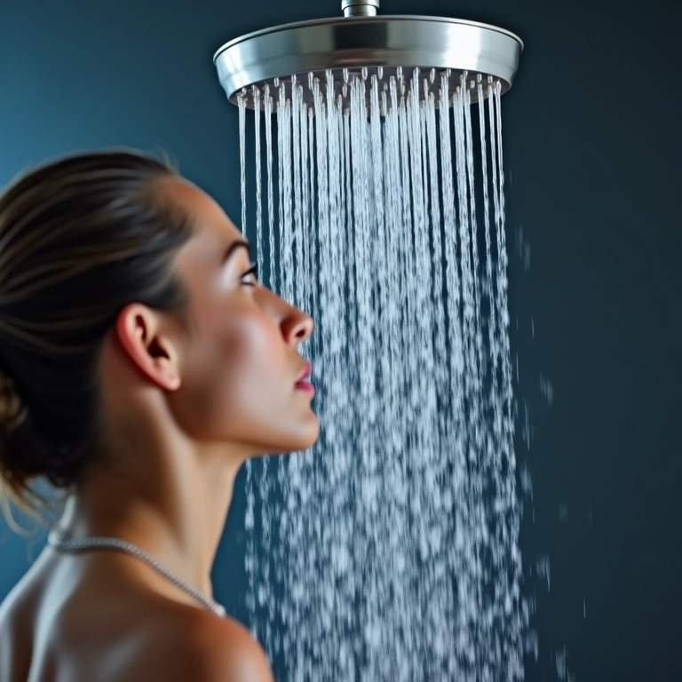 Chuveiro de teto com jatos massageadores para um banho relaxante.