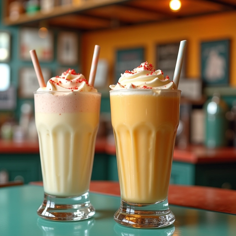 Copos de milk shake retrô.