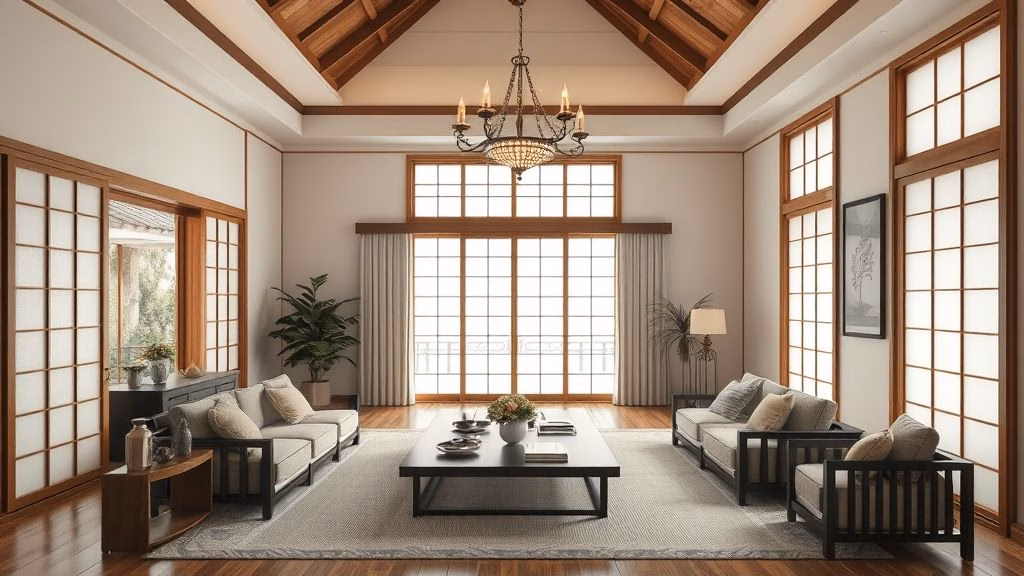 Sala de estar Japandi: Decoração minimalista e aconchegante com inspiração japonesa e escandinava.