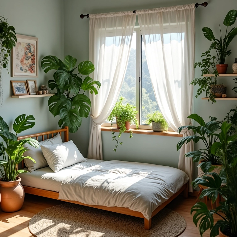 Decoração com plantas em quarto de adolescente com estilo brasileiro.