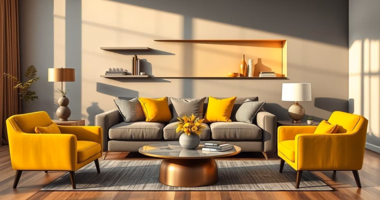 Sala cinza e amarelo: uma combinação vibrante e moderna