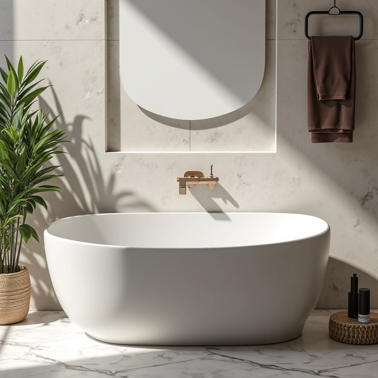 Design moderno e ergonômico da banheira Burigotto.