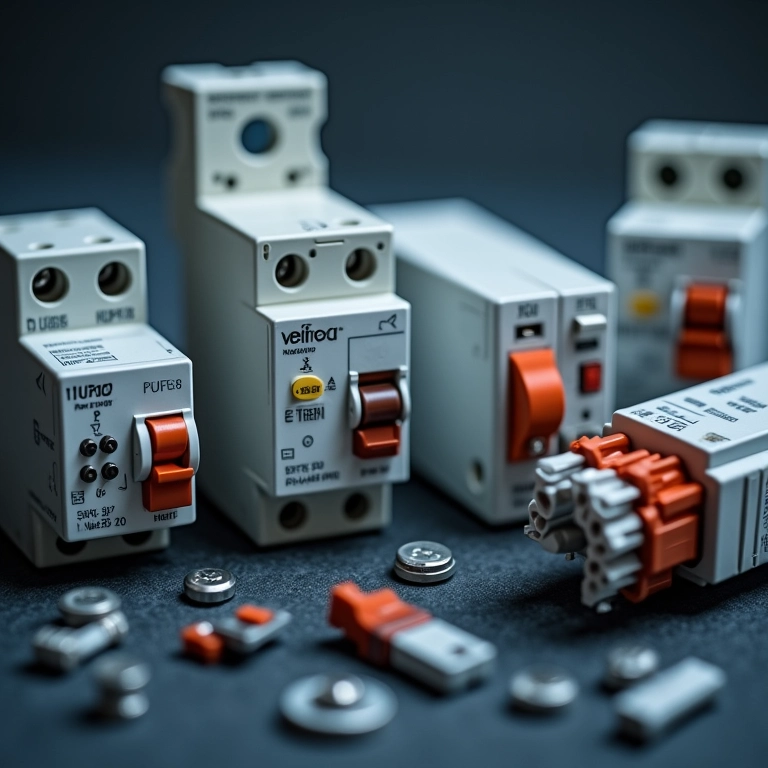 Dispositivos de proteção elétrica: disjuntores, fusíveis, protetores de surto.